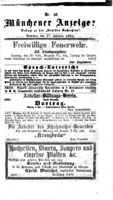 Münchener Anzeiger (Münchner neueste Nachrichten) Samstag 27. Februar 1869