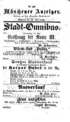 Münchener Anzeiger (Münchner neueste Nachrichten) Mittwoch 19. Mai 1869