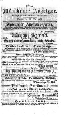 Münchener Anzeiger (Neueste Nachrichten aus dem Gebiete der Politik) Montag 24. Mai 1869