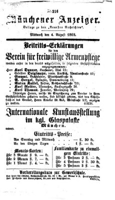 Münchener Anzeiger (Münchner neueste Nachrichten) Mittwoch 4. August 1869