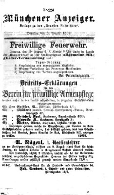 Münchener Anzeiger (Münchner neueste Nachrichten) Sonntag 8. August 1869
