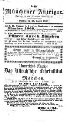 Münchener Anzeiger (Münchner neueste Nachrichten) Dienstag 24. August 1869