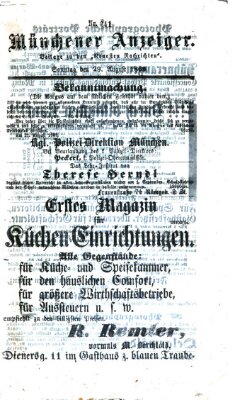 Münchener Anzeiger (Münchner neueste Nachrichten) Sonntag 29. August 1869