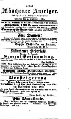 Münchener Anzeiger (Münchner neueste Nachrichten) Dienstag 7. September 1869