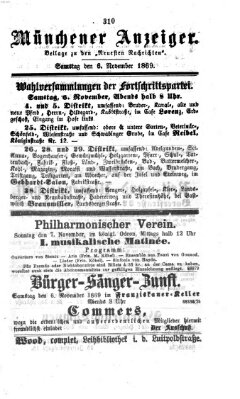 Münchener Anzeiger (Münchner neueste Nachrichten) Samstag 6. November 1869
