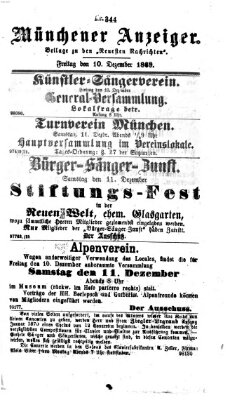 Münchener Anzeiger (Münchner neueste Nachrichten) Freitag 10. Dezember 1869