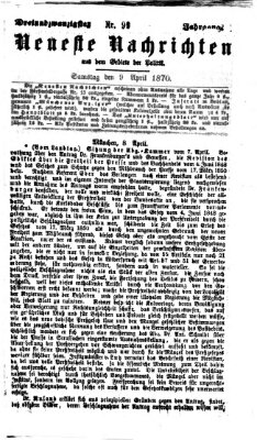 Neueste Nachrichten aus dem Gebiete der Politik Samstag 9. April 1870