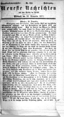 Neueste Nachrichten aus dem Gebiete der Politik Mittwoch 30. November 1870