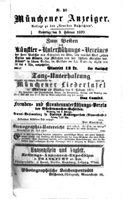 Münchener Anzeiger (Münchner neueste Nachrichten) Samstag 5. Februar 1870