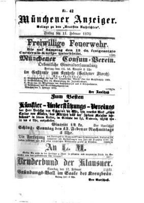 Münchener Anzeiger (Münchner neueste Nachrichten) Freitag 11. Februar 1870