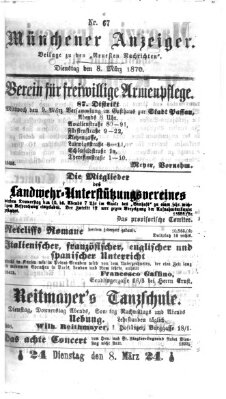Münchener Anzeiger (Münchner neueste Nachrichten) Dienstag 8. März 1870