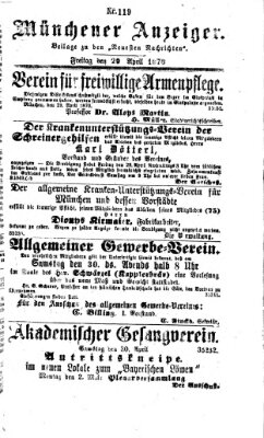 Münchener Anzeiger (Neueste Nachrichten aus dem Gebiete der Politik) Freitag 29. April 1870