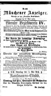 Münchener Anzeiger (Münchner neueste Nachrichten) Dienstag 3. Mai 1870