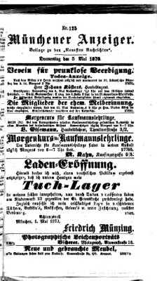 Münchener Anzeiger (Münchner neueste Nachrichten) Donnerstag 5. Mai 1870