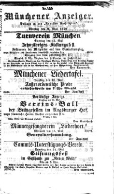 Münchener Anzeiger (Münchner neueste Nachrichten) Montag 9. Mai 1870