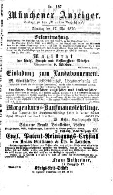 Münchener Anzeiger (Münchner neueste Nachrichten) Dienstag 17. Mai 1870