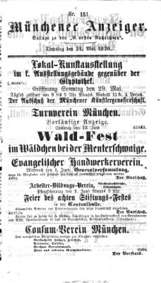 Münchener Anzeiger (Münchner neueste Nachrichten) Dienstag 31. Mai 1870