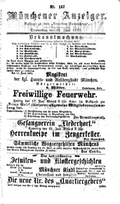 Münchener Anzeiger (Münchner neueste Nachrichten) Donnerstag 16. Juni 1870