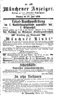Münchener Anzeiger (Münchner neueste Nachrichten) Dienstag 28. Juni 1870