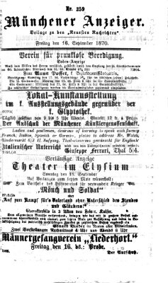 Münchener Anzeiger (Münchner neueste Nachrichten) Freitag 16. September 1870