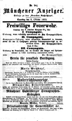 Münchener Anzeiger (Neueste Nachrichten aus dem Gebiete der Politik) Samstag 8. Oktober 1870