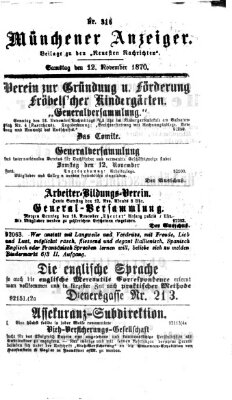 Münchener Anzeiger (Neueste Nachrichten aus dem Gebiete der Politik) Samstag 12. November 1870
