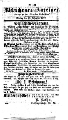 Münchener Anzeiger (Münchner neueste Nachrichten) Montag 28. November 1870