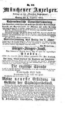 Münchener Anzeiger (Neueste Nachrichten aus dem Gebiete der Politik) Sonntag 4. Dezember 1870