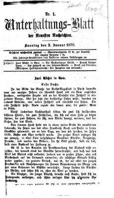 Neueste Nachrichten aus dem Gebiete der Politik (Münchner neueste Nachrichten) Sonntag 2. Januar 1870