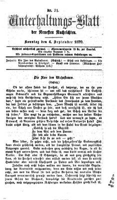 Neueste Nachrichten aus dem Gebiete der Politik Sonntag 4. September 1870