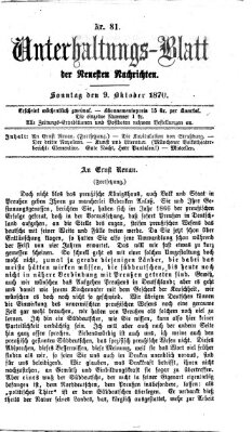 Neueste Nachrichten aus dem Gebiete der Politik Sonntag 9. Oktober 1870