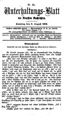 Neueste Nachrichten aus dem Gebiete der Politik (Münchner neueste Nachrichten) Sonntag 8. August 1869