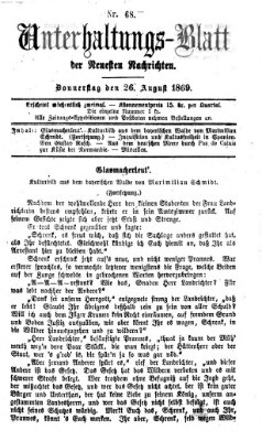 Neueste Nachrichten aus dem Gebiete der Politik Donnerstag 26. August 1869