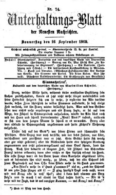 Neueste Nachrichten aus dem Gebiete der Politik Donnerstag 16. September 1869