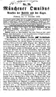 Münchener Omnibus Mittwoch 17. Dezember 1862
