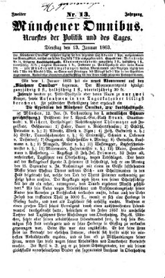 Münchener Omnibus Dienstag 13. Januar 1863
