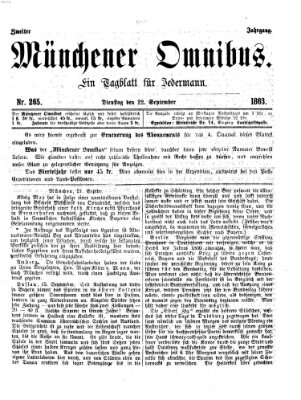 Münchener Omnibus Dienstag 22. September 1863