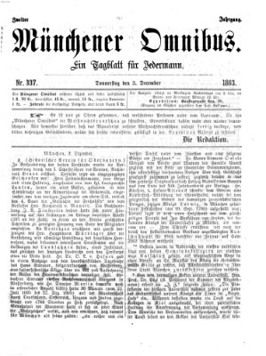 Münchener Omnibus Donnerstag 3. Dezember 1863
