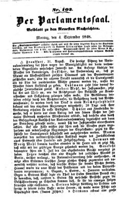 Der Parlamentssaal (Neueste Nachrichten aus dem Gebiete der Politik) Montag 4. September 1848