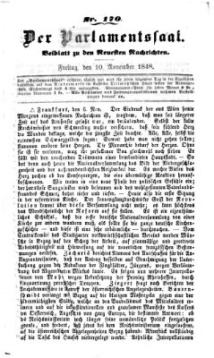 Der Parlamentssaal (Neueste Nachrichten aus dem Gebiete der Politik) Freitag 10. November 1848