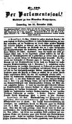 Der Parlamentssaal (Neueste Nachrichten aus dem Gebiete der Politik) Donnerstag 30. November 1848