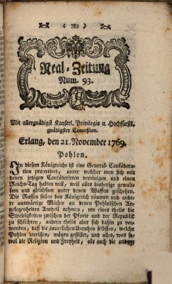 Real-Zeitung (Erlanger Real-Zeitung) Dienstag 21. November 1769