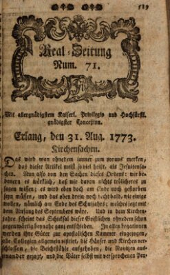 Real-Zeitung (Erlanger Real-Zeitung) Dienstag 31. August 1773