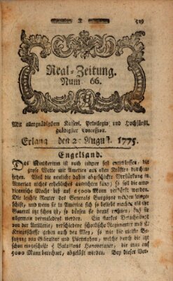 Real-Zeitung (Erlanger Real-Zeitung) Mittwoch 2. August 1775