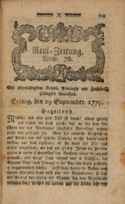 Real-Zeitung (Erlanger Real-Zeitung) Freitag 29. September 1775