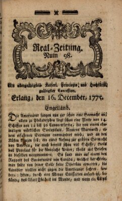 Real-Zeitung (Erlanger Real-Zeitung) Samstag 16. Dezember 1775