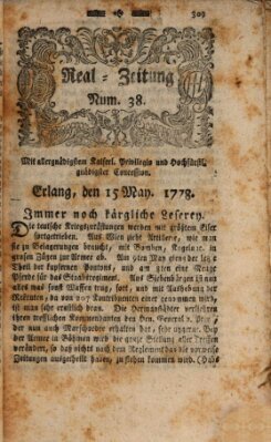 Real-Zeitung (Erlanger Real-Zeitung) Freitag 15. Mai 1778