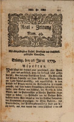 Real-Zeitung (Erlanger Real-Zeitung) Freitag 26. Juni 1778