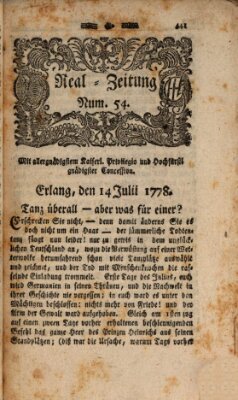 Real-Zeitung (Erlanger Real-Zeitung) Dienstag 14. Juli 1778