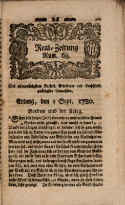 Real-Zeitung (Erlanger Real-Zeitung) Freitag 1. September 1780